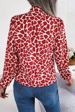 WOMEN LEOAPRD PATTERN TIED NECK OFFICE BLOUSE