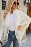 WOMEN WINTER FURRY TASSEL DETAILED SHAWL WRAP