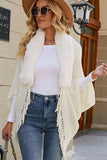 WOMEN WINTER FURRY TASSEL DETAILED SHAWL WRAP