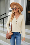 WOMEN LONG SLEEVE HENLEY NECK CASUAL FALL BLOUSE