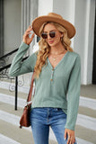 WOMEN LONG SLEEVE HENLEY NECK CASUAL FALL BLOUSE