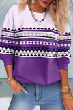 WOMEN LOOSE FIT AZTEC PATTERN PULLOVER SWEATSHIRT