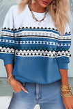 WOMEN LOOSE FIT AZTEC PATTERN PULLOVER SWEATSHIRT