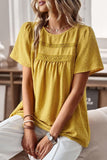 ROUND NECK SPLICED LOOSE BLOUSE - Doublju