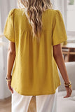 ROUND NECK SPLICED LOOSE BLOUSE - Doublju