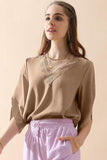 LAYERED V NECK ANGEL SLEEVED BLOUSE TOP - Doublju