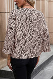 WOMEN V NECK LEOPARD PRINTING OFFICE BLOUSE TOP