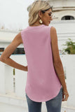 FOLDED V NECK CHIFFON LOOSE FIT TUNIC TOP - Doublju