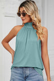 PLEATED HALTER NECK LOOSE TUNIC TOP - Doublju