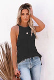 WOMEN SPAGHETTI EYELET KNIT TANK T SHIRT - Doublju