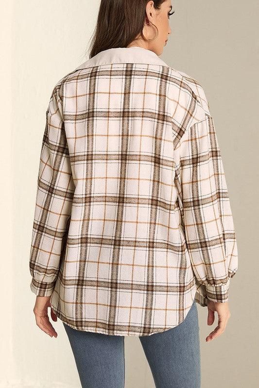 LONG SLEEVE PLAID STREET CASUAL SHIRT - Doublju