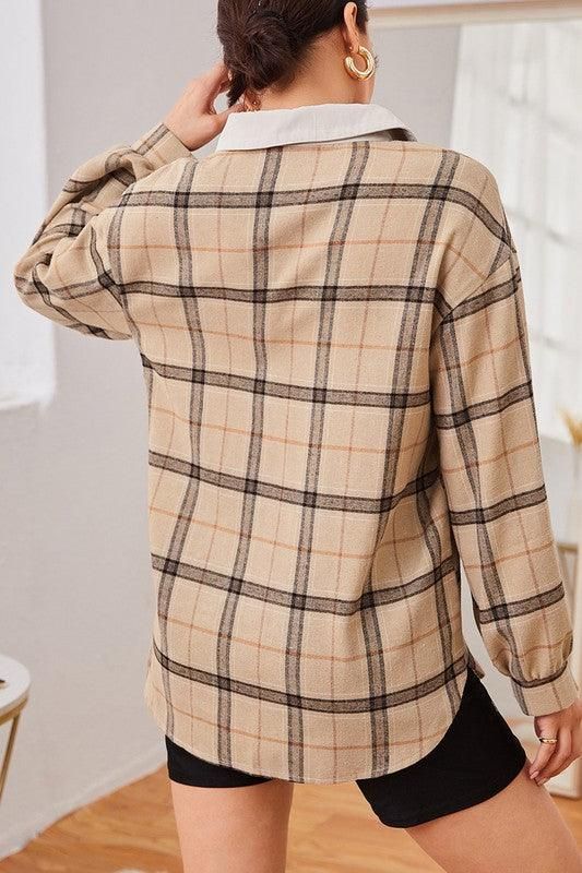 LONG SLEEVE PLAID STREET CASUAL SHIRT - Doublju