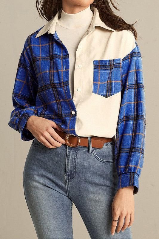 LONG SLEEVE PLAID STREET CASUAL SHIRT - Doublju