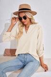 THREE QUARTER SLEEVE V NECK TOP - Doublju