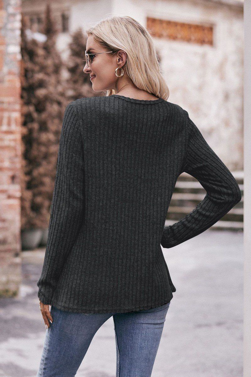 ROUND NECK BUTTON FITTING CORDUROY PULLOVER