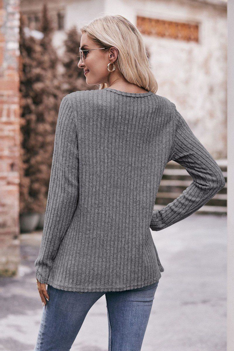 ROUND NECK BUTTON FITTING CORDUROY PULLOVER