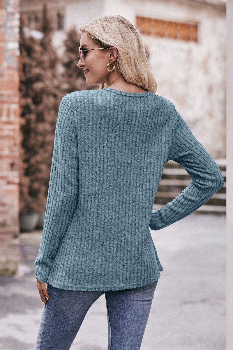 ROUND NECK BUTTON FITTING CORDUROY PULLOVER