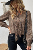 WOMEN ANIMAL PATTERNED TIED NECK DETAILED BLOUSE