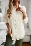 WOMEN LACE TRIM BUTTON UP BLOUSE WITH POCKET