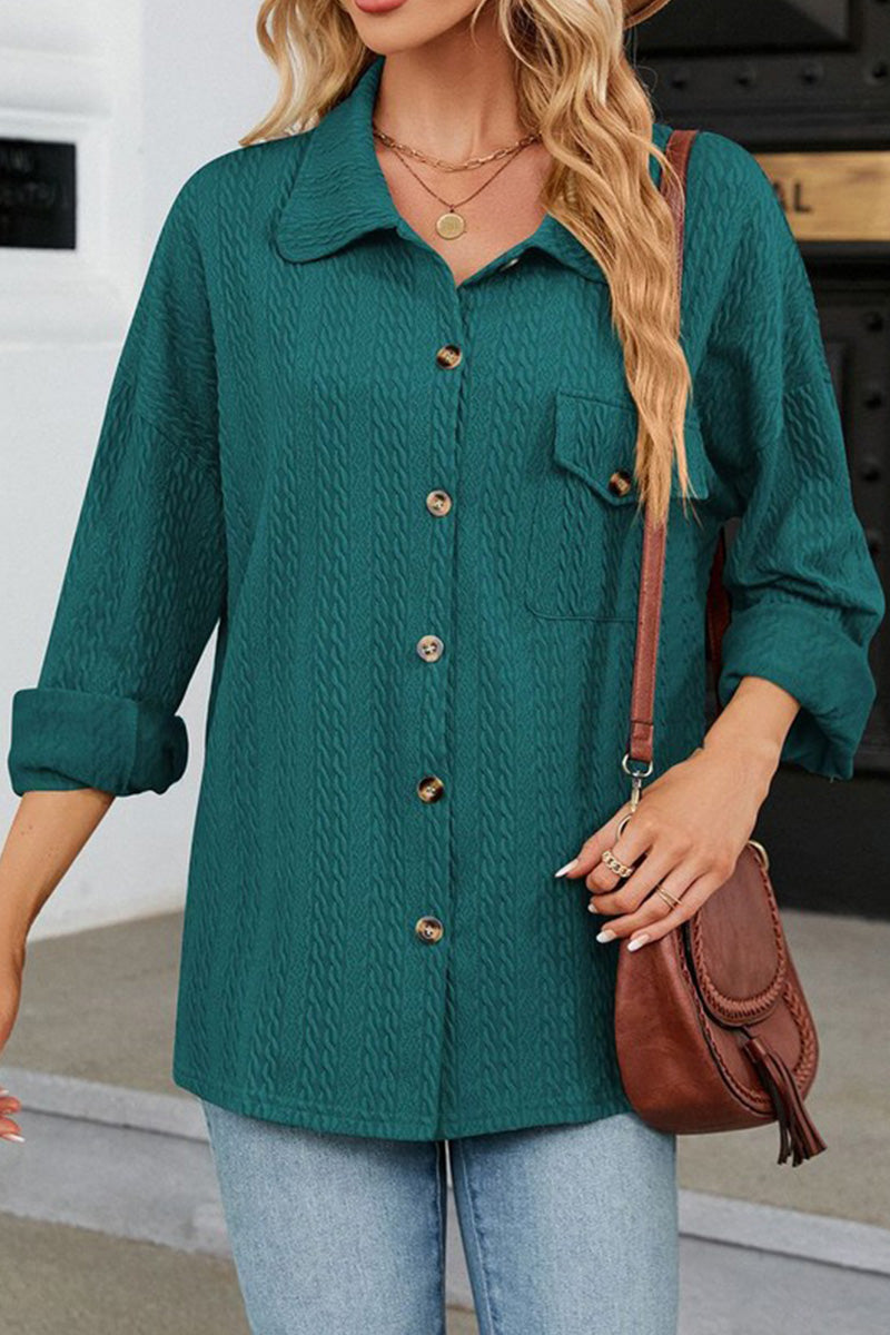 WOMEN LONG SLEEVE LAPEL BUTTON UP SHIRTS