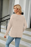 WOMEN V NECK LONG SLEEVE BUTTON CUFF BASIC TOP