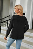 WOMEN V NECK LONG SLEEVE BUTTON CUFF BASIC TOP