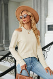 WOMEN LONG SLEEVE CUT OUT SHOULDER CASUAL TEE