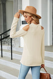 WOMEN LONG SLEEVE CUT OUT SHOULDER CASUAL TEE