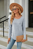 WOMEN ROUND NECK BUTTON DETAILED LONG SLEEVE TEE