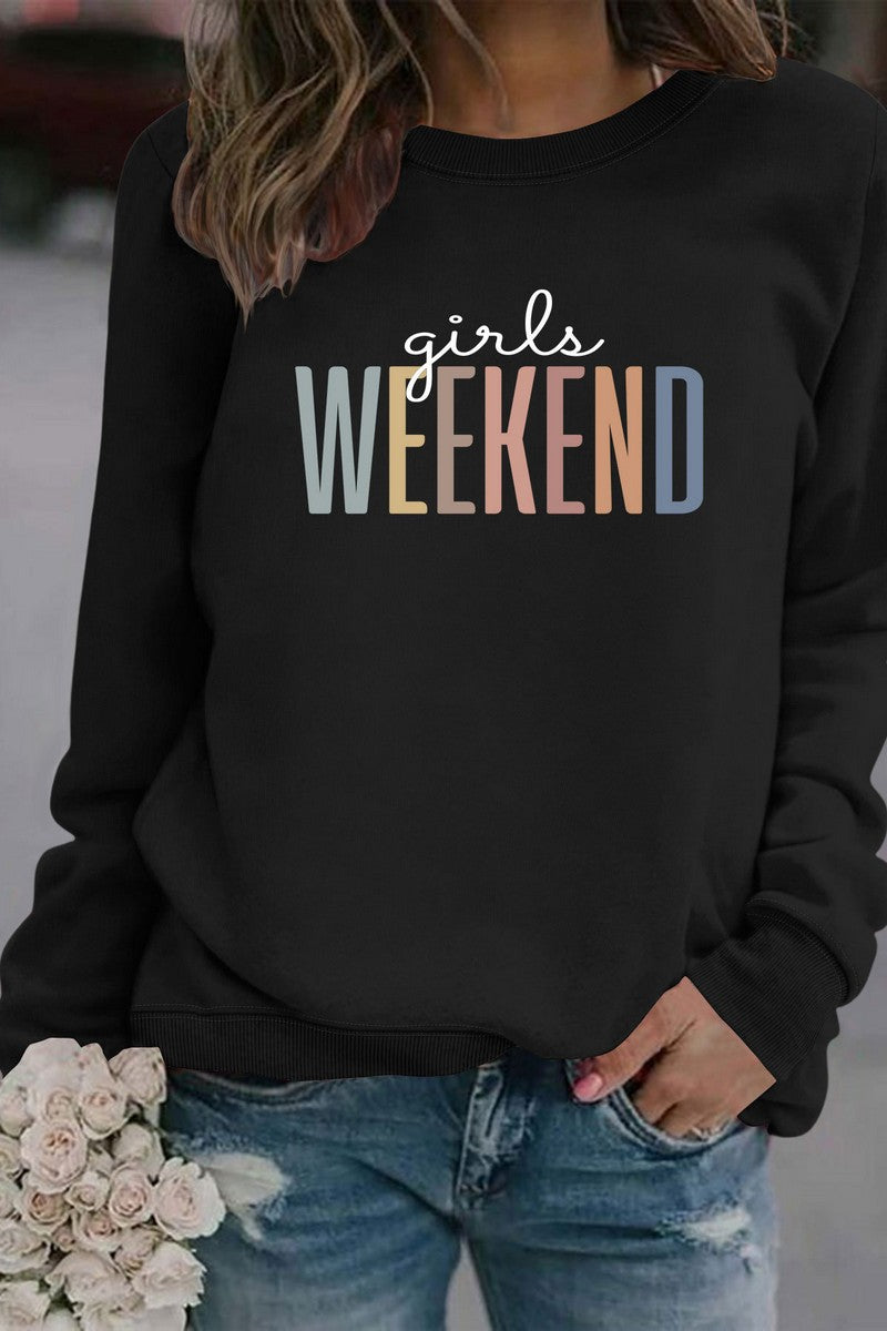 WOMEN WEEKEND PRINTING LONG SLEEVE PULLOVER