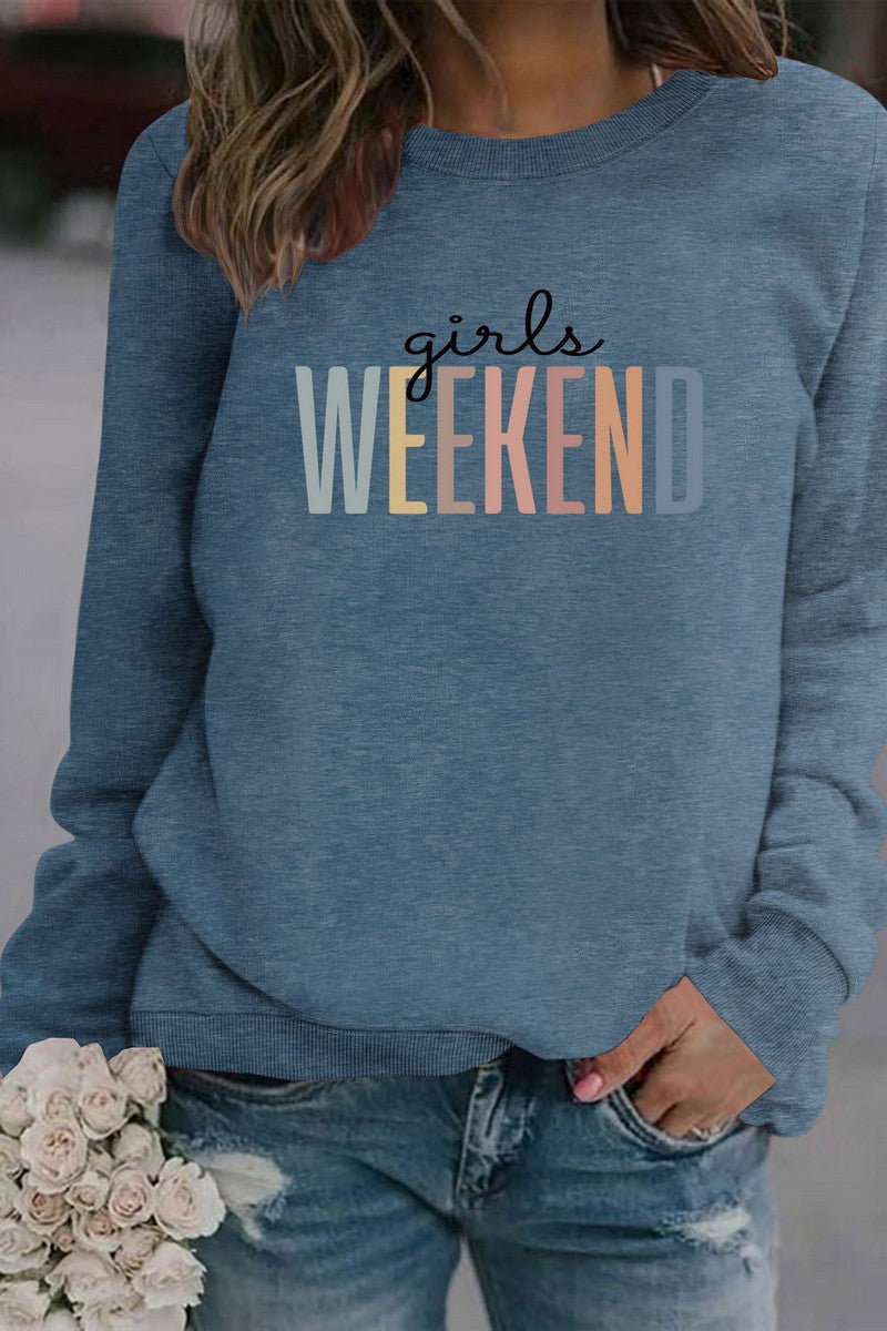 WOMEN WEEKEND PRINTING LONG SLEEVE PULLOVER