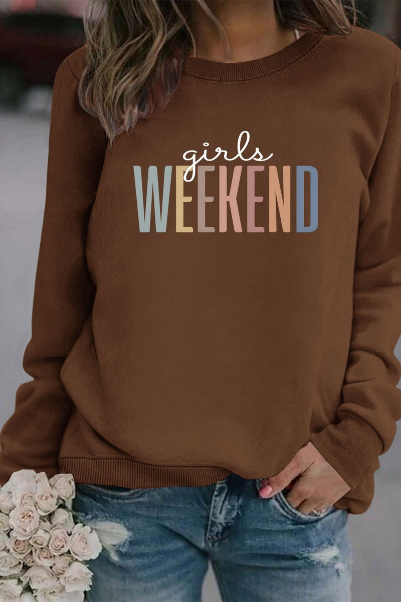 WOMEN WEEKEND PRINTING LONG SLEEVE PULLOVER