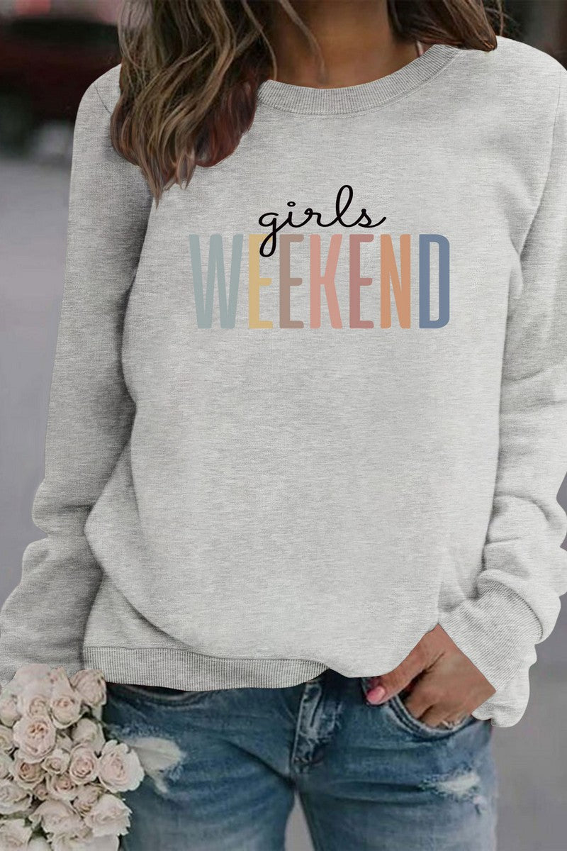 WOMEN WEEKEND PRINTING LONG SLEEVE PULLOVER