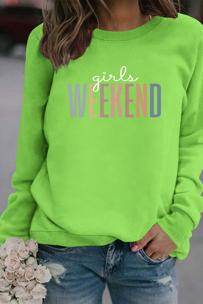 WOMEN WEEKEND PRINTING LONG SLEEVE PULLOVER