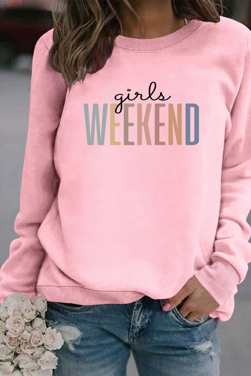 WOMEN WEEKEND PRINTING LONG SLEEVE PULLOVER