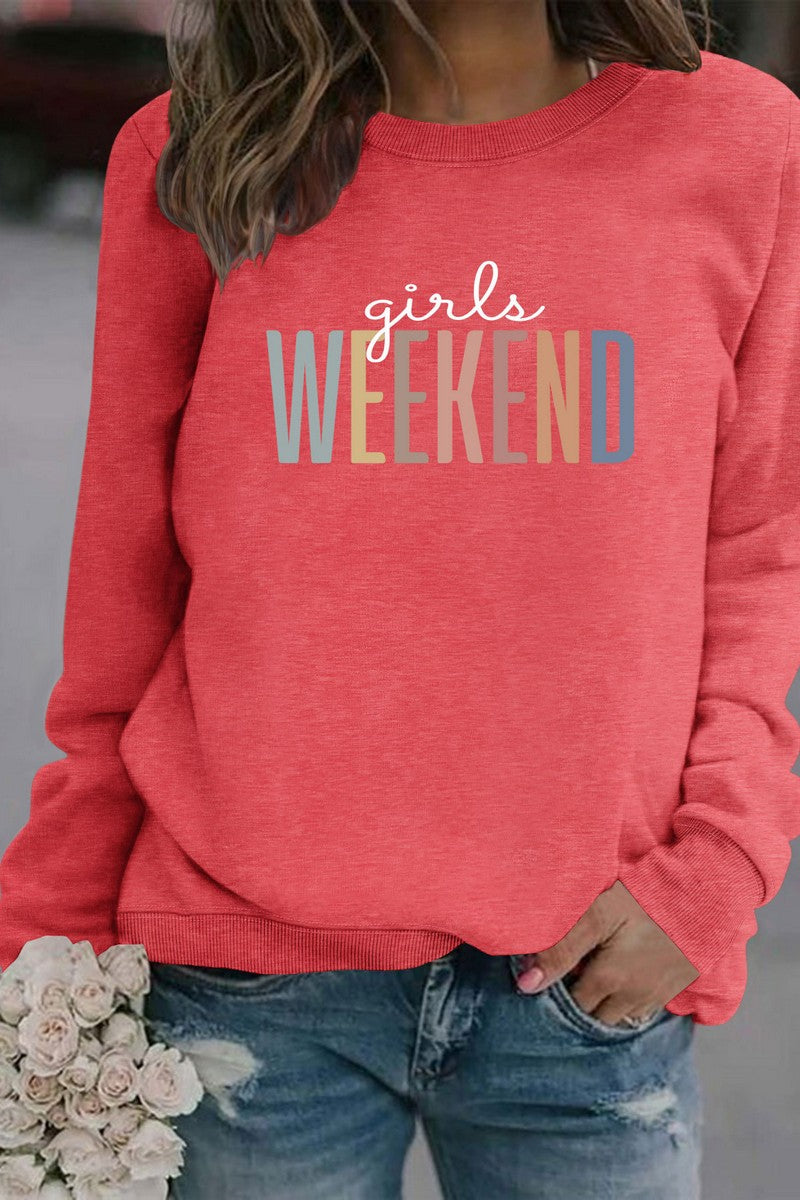 WOMEN WEEKEND PRINTING LONG SLEEVE PULLOVER