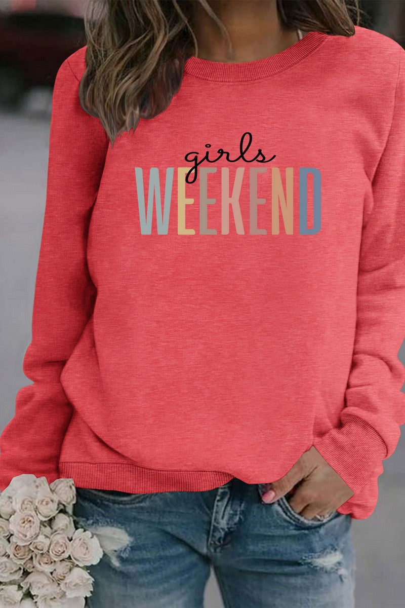 WOMEN WEEKEND PRINTING LONG SLEEVE PULLOVER