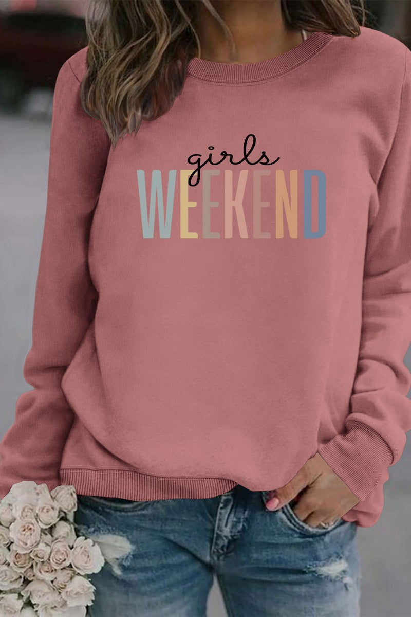 WOMEN WEEKEND PRINTING LONG SLEEVE PULLOVER