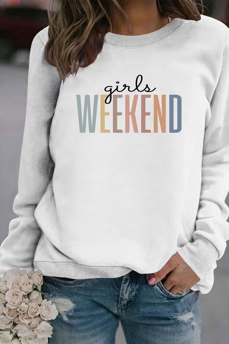 WOMEN WEEKEND PRINTING LONG SLEEVE PULLOVER