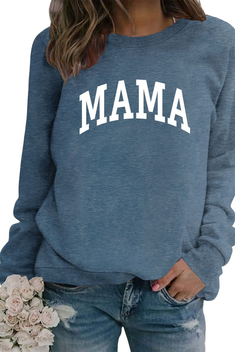 WOMEN MAMA LETTER PRINTING LONG SLEEVE PULLOVER