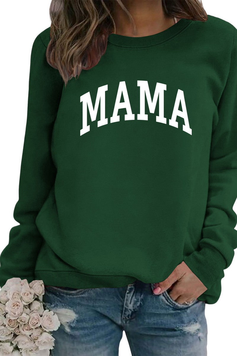 WOMEN MAMA LETTER PRINTING LONG SLEEVE PULLOVER