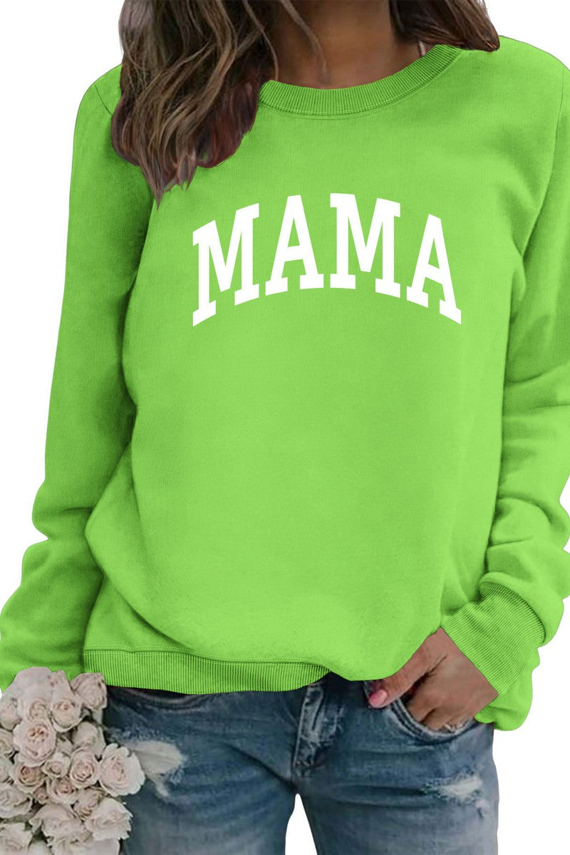 WOMEN MAMA LETTER PRINTING LONG SLEEVE PULLOVER