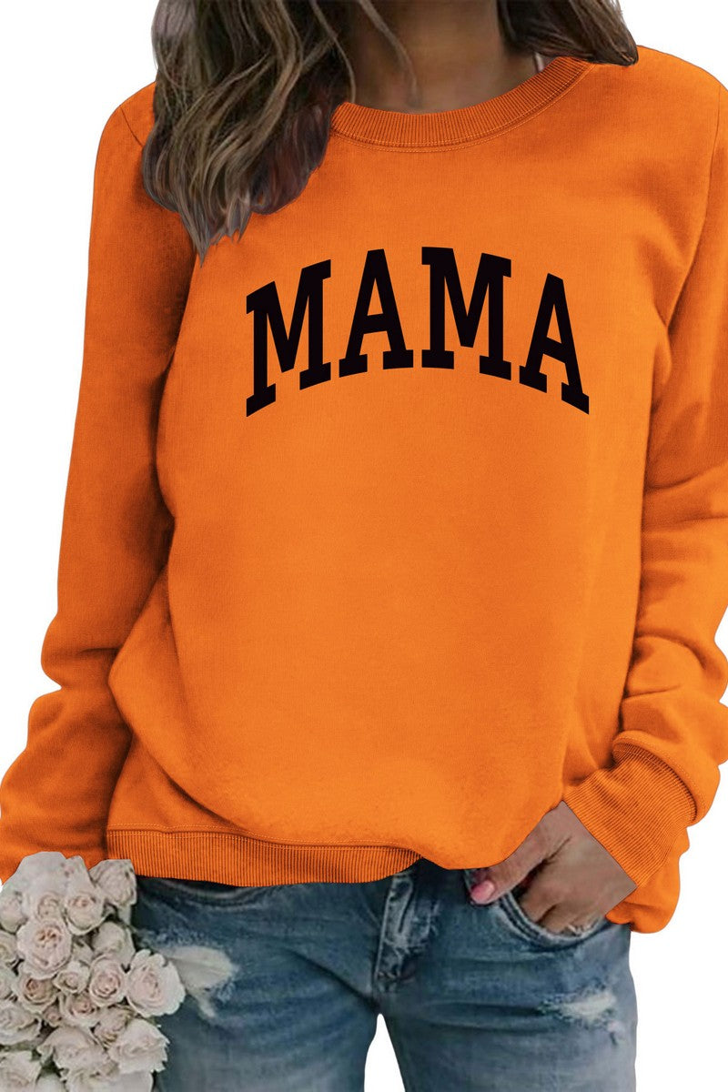 WOMEN MAMA LETTER PRINTING LONG SLEEVE PULLOVER