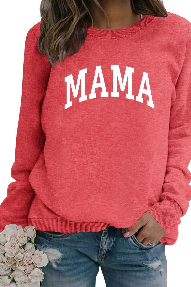 WOMEN MAMA LETTER PRINTING LONG SLEEVE PULLOVER