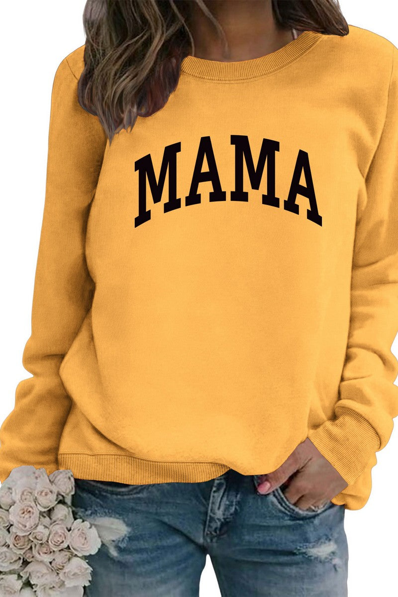 WOMEN MAMA LETTER PRINTING LONG SLEEVE PULLOVER