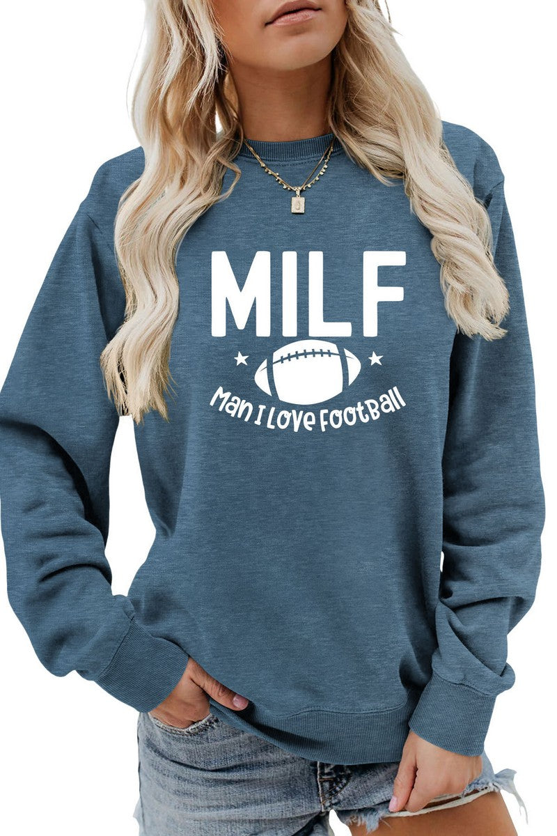 WOMEN MILF LETTER GAME DAY PRINTING PULLOVER TOP