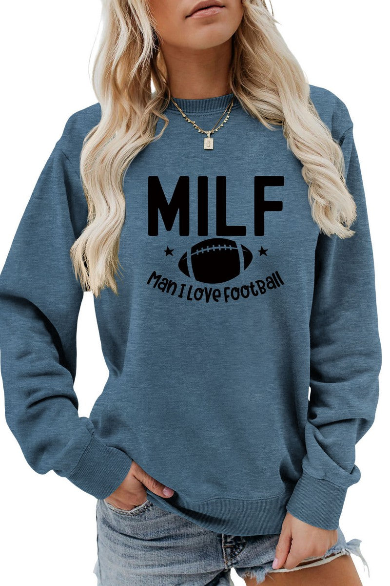 WOMEN MILF LETTER GAME DAY PRINTING PULLOVER TOP