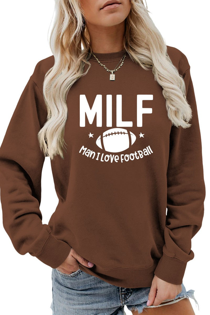 WOMEN MILF LETTER GAME DAY PRINTING PULLOVER TOP