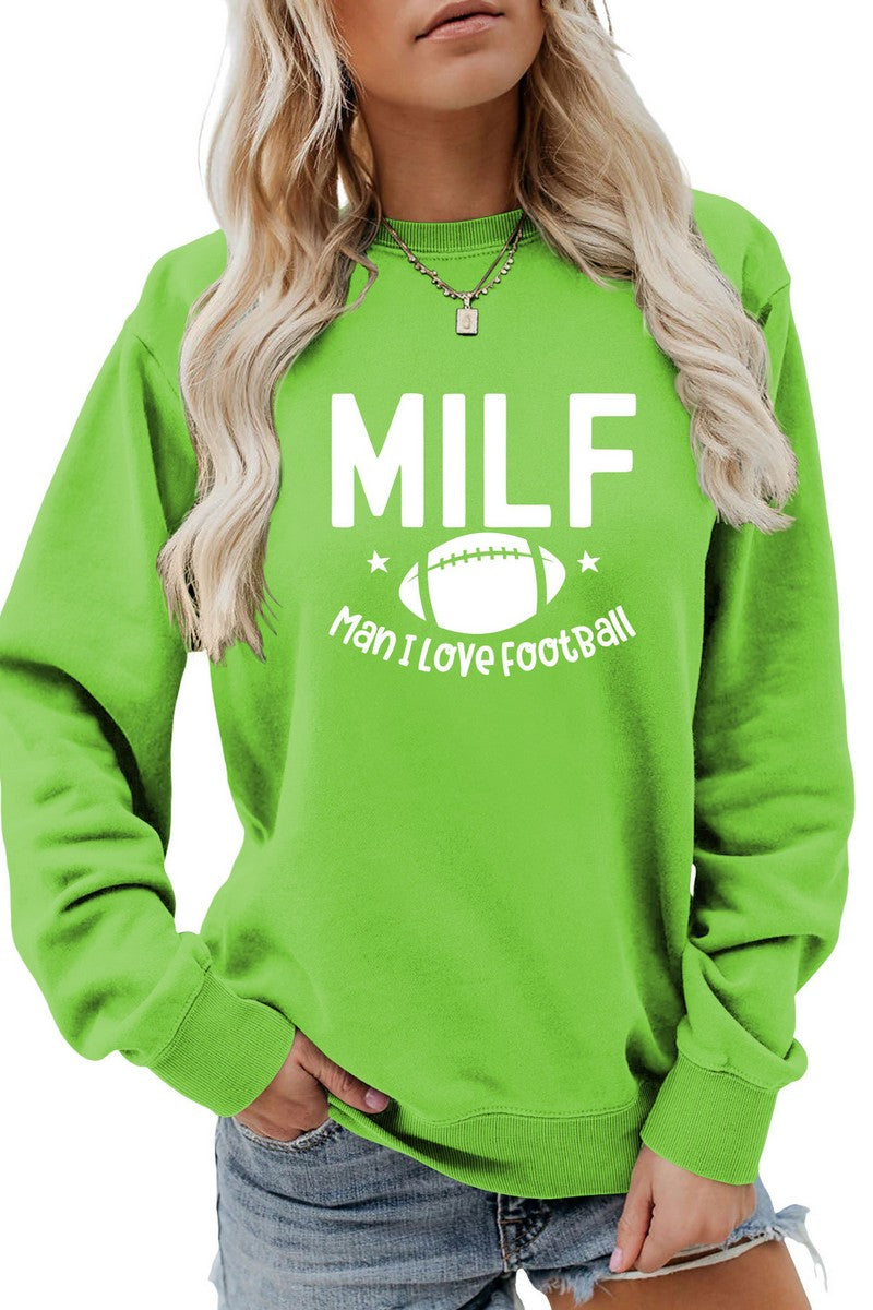 WOMEN MILF LETTER GAME DAY PRINTING PULLOVER TOP