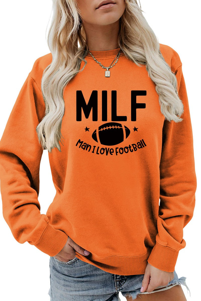 WOMEN MILF LETTER GAME DAY PRINTING PULLOVER TOP